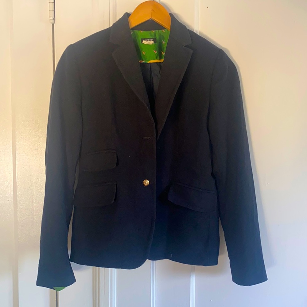 ⚓️ Vintage JCrew Blazer Shrunken Schoolboy Navy Detailed Sz 4